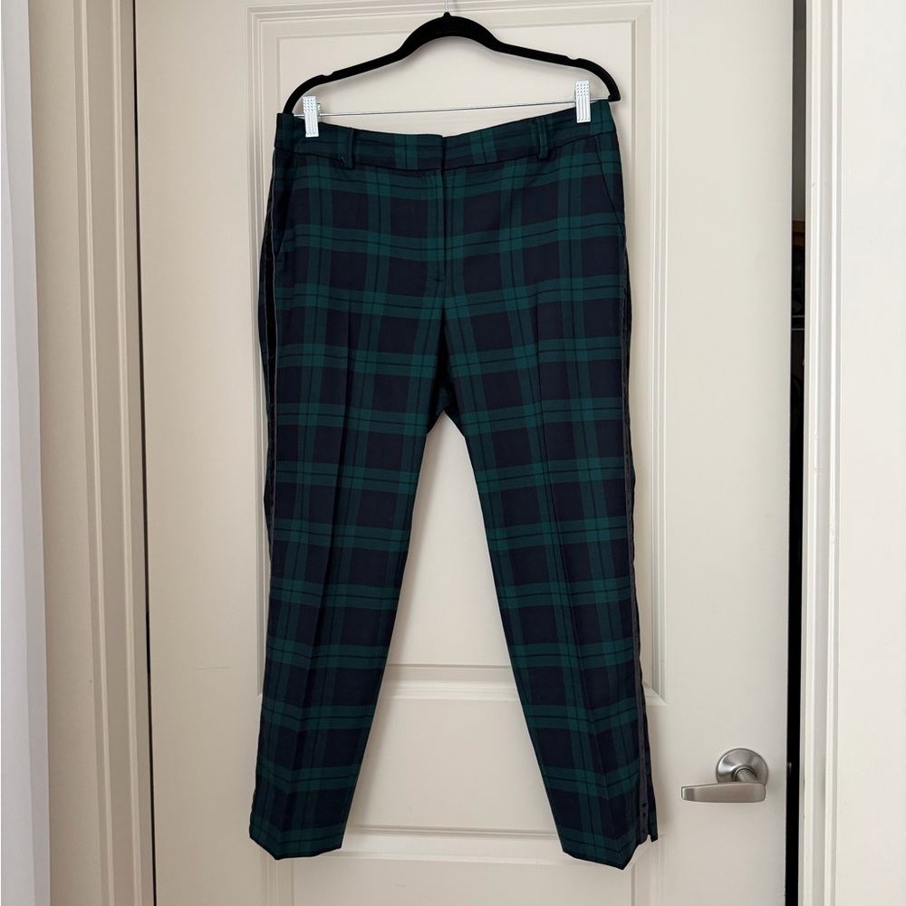 Talbots Women Blue and Green Plaid Dress Pants